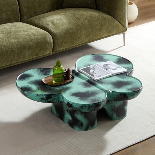 Modern Fiberglass Butterfly Coffee Table, Black and White Artistic Center Table, Sculptural Accent Cocktail Table for Living Room, Durable Contemporary Furniture(47''Blue+Black) - color: 47''blue+black