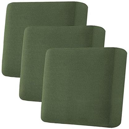 H.VERSAILTEX Super Stretch Individual Seat Cushion Covers - Sofa & Couch Cushion Slipcover Sets - Thick Jacquard Textured Twill Fabric (3 Piece XL Sofa Cushion Covers, Bronze Green) - color: Bronze Green, size: 3 Cushion XL Sofa
