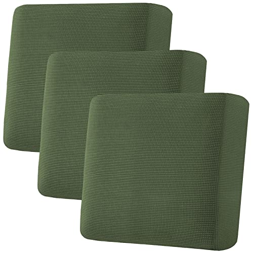H.VERSAILTEX Super Stretch Individual Seat Cushion Covers - Sofa & Couch Cushion Slipcover Sets - Thick Jacquard Textured Twill Fabric (3 Piece XL Sofa Cushion Covers, Bronze Green) - color: Bronze Green, size: 3 Cushion XL Sofa
