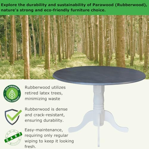 International Concepts Inch Dual 42 Drop Leaf Dining Table, White/Heather Gray - color: White/Heather Gray