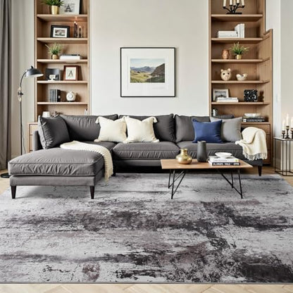 Toneed Abstract Area Rug 6x9 Modern Washable Rug Soft Non Slip Rug Low Pile for Bedroom Living Room Dining Room Coffee Brown - color: Coffee Brown, size: 6' x 9' (Rectangular)