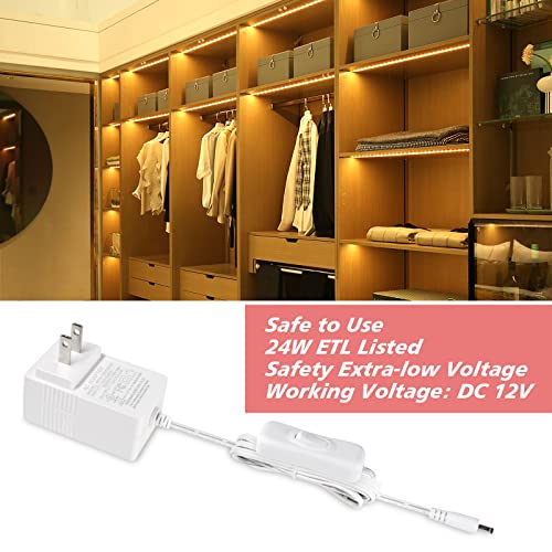 WOBANE LED Shelf Light, 4PCS 20inch Pre-Cut Strip Bars Warm White | LED Closet Light Kit, Designed for Shelves,Display Case, Bookshelf, in Cabinet Lighting, 2700K - color: Warm White