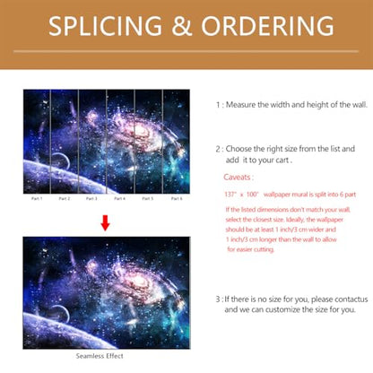 Galaxy Mural Wallpaper Peel and Stick for Kids Room Bedroom 137"x100" - color: ZZ-017, size: 137" x 100"