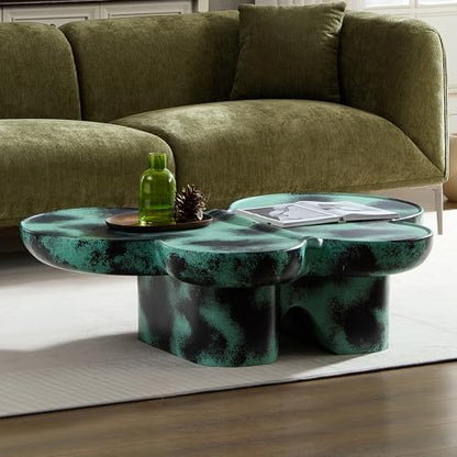 Modern Fiberglass Butterfly Coffee Table, Black and White Artistic Center Table, Sculptural Accent Cocktail Table for Living Room, Durable Contemporary Furniture(47''Blue+Black) - color: 47''blue+black