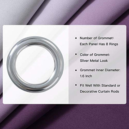 COSVIYA Grommet Room Darkening Ombre Purple Curtains W42xL54 inch | Purple and Greyish White Gradient Drapes, Light Blocking,Insulated Thermal Window Curtains for Bedroom/Living Room,2 Panels - color: Purple to Grayish White, size: 42"W x 54"L (Pack of 2)