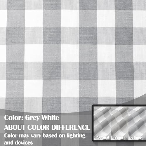 Gray White Gingham Buffalo Plaid Check Window Curtains 63 Inch | Farmhouse Semi Sheer Drapes,Rustic Rod Pocket Window Treatment for Bedroom Living Room,2 Panels,40"x63",Grey - color: Gray/White, size: 40"W x 63"L (Pack of 2)