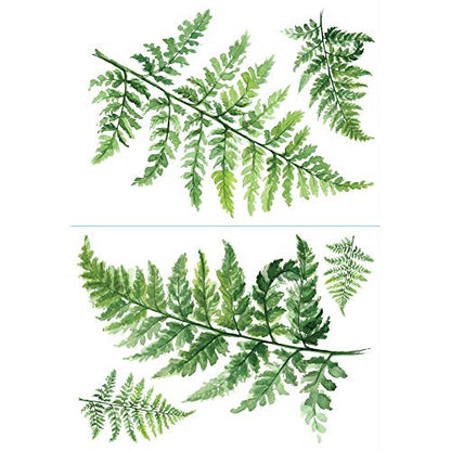 RoomMates RMK4559TBM Watercolor Fern Giant Peel and Stick Wall Decals , Green