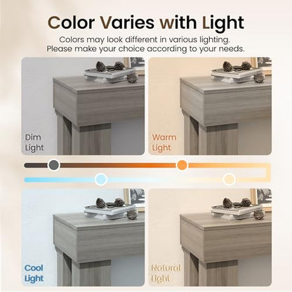 Apicizon 63" Long Console Table for Entryway with LED Light, Farmhouse Wooden Sofa Table Behind Couch, Narrow Entry Way Table for Living Room, Hallway, Entrance, Foyer, Grey - color: Grey