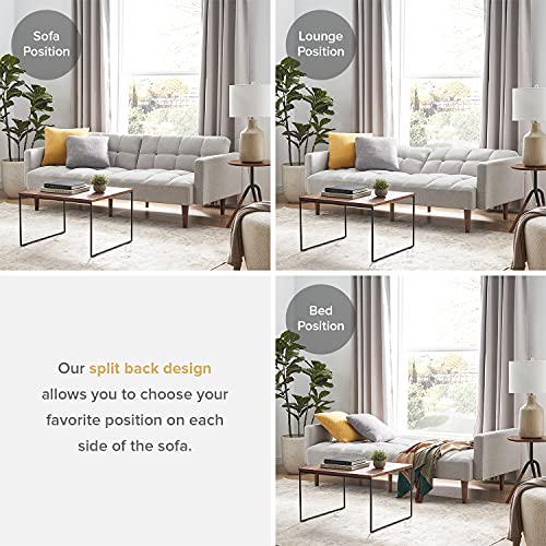 mopio 76.4" Futon Sofa Bed Tufted Styled, Sleeper Couch (Light Gray, Fabric) - color: Light Gray, Fabric