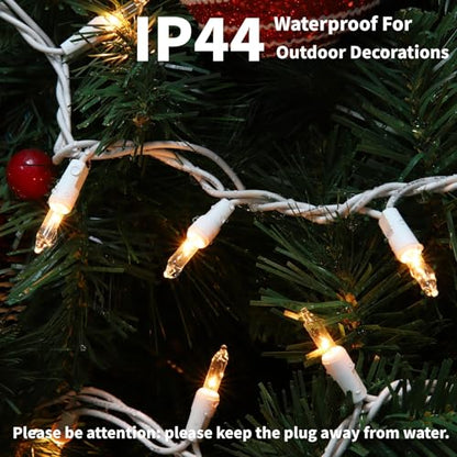 Meteds Christmas Lights 100 Count Clear White Wire UL Certified Connectable Warm White String Lights for Christmas Tree,Garland,Home,Patio, Wedding,Party,Festival Decor - size: 100 Count 21Ft