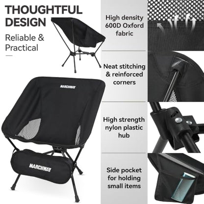 MARCHWAY Lightweight Folding Camping Chair with Spring Lock, Stable Compact Portable for Outdoor Camp, Travel, Beach, Picnic, Festival, Hiking, Backpacking (Lowback Black) - color: Lowback Black