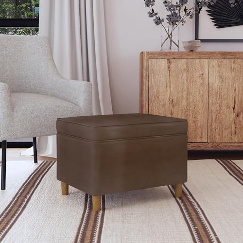 Spatial Order 24" Dinah Collection Storage Ottoman - Brown Faux Leather - color: Brown Faux Leather