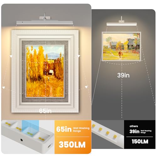 16in White Wireless Picture Frame Lights, 2 Pack 5000mAh Battery Operated Art Lights for Paintings, Dimmable, 13H Runtime, 3 Color Temps Gallery Light for Display, Wall, Artwork - color: White, size: 16 Inch