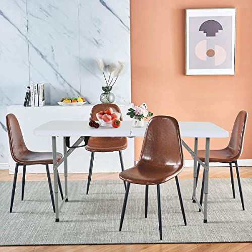 4FT Folding Table, Height Adjustable Table, Heavy Duty Plastic Tables Portable Fold-in-Half Utility Table w/Handle & Lock for Camping BBQ Party Banquet Wedding Market Events, 330LBS - size: 4 FT