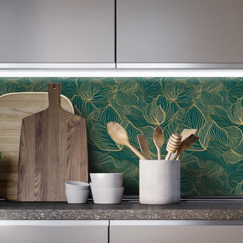 Gold Leaves Peel and Stick Wallpaper - 17.71in X 236.2in Self-Adhesive, Removable, Waterproof Vinyl for Bedroom, Living Room, Cabinets - color: Wallpaper-03, size: 17.7" x 236.2"