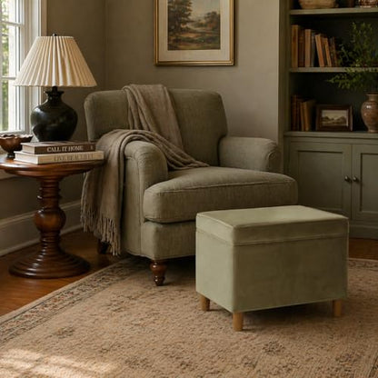 HomePop 24" Dinah Collection Storage Ottoman - Light Sage Green Velvet - color: Light Sage Green Velvet