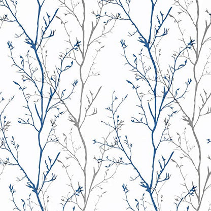 Grey Blue Tree Branches Peel and Stick Contact Paper 17.7" x 197" Modern Tree Branch Removable Wallpaper Natural Wall Paper Self-Adhesive Vinyl for Drawer Liner Furniture Crafts Accent Walls - size: 17.7" x 197"