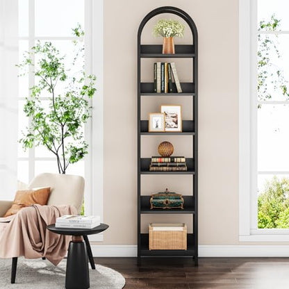 Tribesigns 78.7" Tall Bookcase, 6-Tier Slim Bookshelf, Narrow Book Shelf with Metal Frame, Industrial Bookcase for Living Room, Study, Bedroom, Black - color: Black