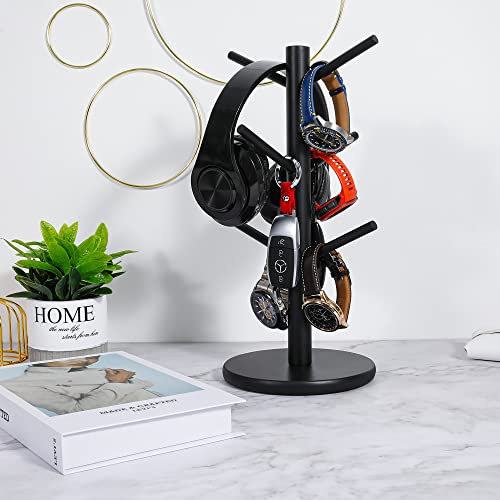 MyLifeUNIT Mug Holder Tree, Coffee Cup Holder with 6 Hooks (Black) | Anti-slip padded bottom, space-saving compact design, easy air drying, sturdy tip-resistant structure - color: Black