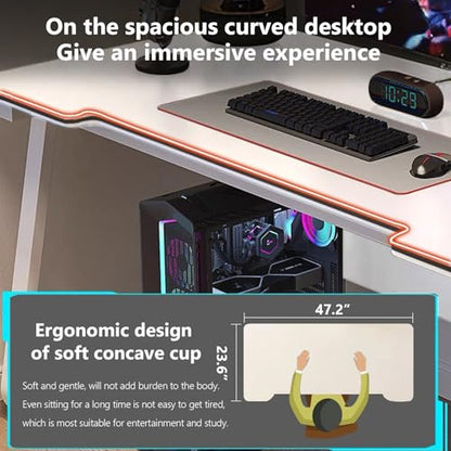 Gaming Desk Computer Writing Table Student Art Modren Simple Style PC Wood Suitable for Home, Office - color: White, size: 55*23.6