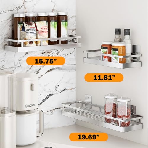 2PCS Kitchen Spice Rack, SUS304 Stainless steel Wall Mount Storage Rack, Seasoning Container, 15.7Inch Spice Organizer, Kitchen Seasoning Hanging Rack, Bathroom Shelf for Storing Toiletries - size: 15.7Inch 2PC