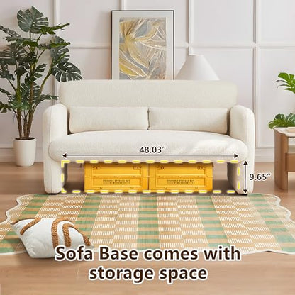59" W Upgrade Lambswool Fabric Loveseat Sofa, Modern Love seat Couch, Upgrade Lambswool Fabric,Solid and Easy to Install, Upholstered 2-Seater Couch for Bedroom, Apartment, Living Room,Beige - color: Beige, size: 30.31"D x 59.08"W x 31.5"H