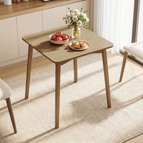 Bamboo Dining Table, Small Kitchen Table for 2, 27.6" Square Dining Tables for Small Space, Easy Assembly, Dinner Table for Dining Room, Living Room, Kitchen, Office(Brown) - color: Brown