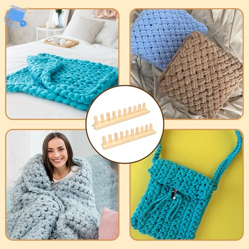 48" Chunky Blanket Loom, Adjustable Wooden Knitting Loom for DIY Crafts | Extra Large Hand Knitting Tool for Making Cozy Blankets, Throws, Home Decor Projects and Handmade Gifts for Beginners