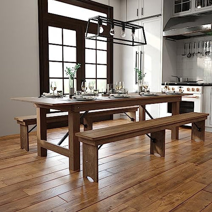 Flash Furniture Hercules 108x40 in Folding Table | Commercial Grade, Foldable Locking Legs, Farmhouse, Rustic