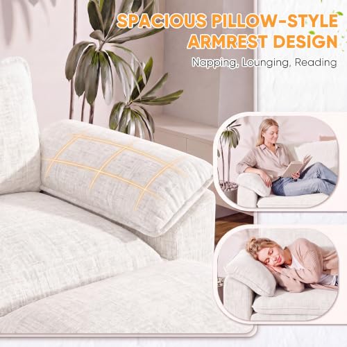 Homall 158.6" U-Shaped Cloud Couch, Modular Sectional Sofa for Living Room | Soft Chenille, 2 Movable Ottoman, Double Layer Cushion, 4 Seat, Sturdy Frame, High-Density Foam, Easy Assembly, White - color: White, size: U Shaped Sofa