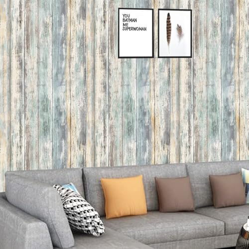 Arthome Rustic Wood Contact Paper Peel and Stick Self-Adhesive Wallpaper,Decorative Vinyl Film for Furniture Countertop,Easy to Clean Removable Distressed Plank Grain Vintage Wall Covering 35.4x120'' - color: Blue Wood, size: 35.4" x 120"