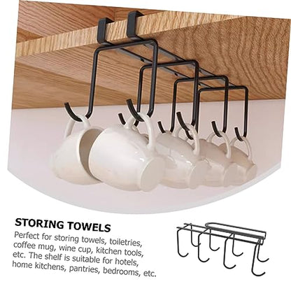 PRETYZOOM Cup Holder Under Cabinet Stand Rack for Mugs Drying Hanger for Kitchen Bottle Organizer - color: Black