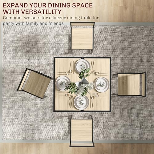 HOMCOM Small Dining Table Set for 2 Compact for Small Spaces, Oak | Kitchen Table and Chairs Set, Compact Dining Sets, Breakfast Nook - color: Oak