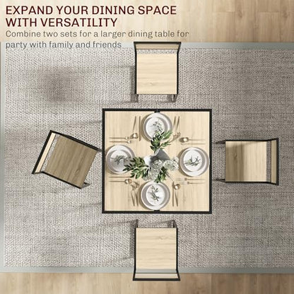 HOMCOM Small Dining Table Set for 2 Compact for Small Spaces, Oak | Kitchen Table and Chairs Set, Compact Dining Sets, Breakfast Nook - color: Oak