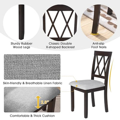 Merax Farmhouse Wooden Dining Set of 3, 45.6 inch Extendable Kitchen Table with Drop Leaf, 2 Chairs with Backrest for Small Space, Easy Assemble Espresso