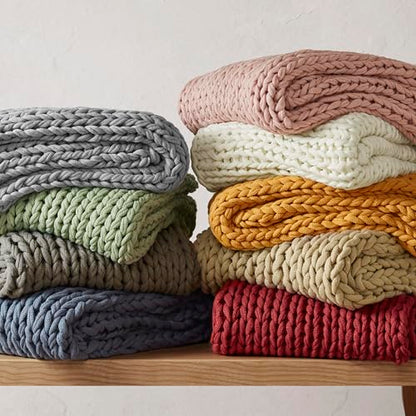Madison Park Chunky Double Knit Throw Blanket, 50 x 60, Charcoal | All Season, Ultra Soft, Acrylic, Cozy Warmth for Sofa or Bed, Boho, OEKO-TEX Certified - color: Charcoal