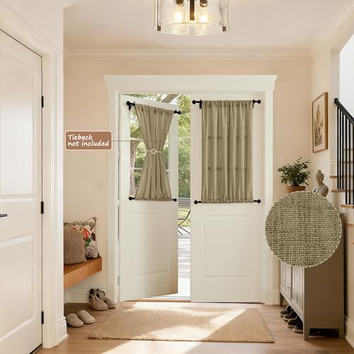 Tollpiz Small Linen Door Curtains Doorway Semi Sheer Curtain Room Divider Light Filtering Drape Dual Rod Pocket Boho Window Curtains for Closet, 25 x 40 inches Long, Taupe, 1 Panel - color: Taupe, size: 25"W x 40"L (Pack of 1)