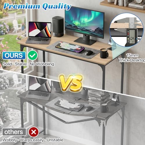 47 inch Computer Desk Modern Writing Desk, Simple Study Table, Industrial Office Desk, Sturdy Laptop Table for Home Office, Nature - color: Nature, size: 47 inch