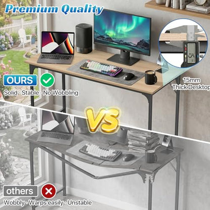 47 inch Computer Desk Modern Writing Desk, Simple Study Table, Industrial Office Desk, Sturdy Laptop Table for Home Office, Nature - color: Nature, size: 47 inch