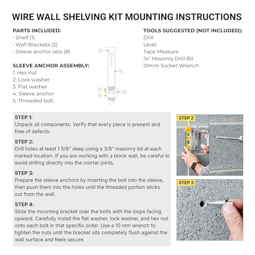 14" x 48" Chrome Wire Wall Mount Shelf - color: Chrome, size: 14" x 48"