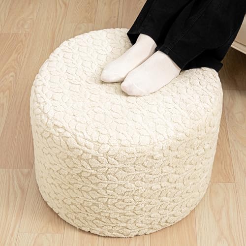 Poofieotto Pouf Ottoman Footstool 20x14In Couch Sofa Ottoman Footrest Linen | All-in-one Foam Floor Pouf,Ottoman Coffee Table,Footstool Ottoman Boho Poof Home Decor Beanbag Chairs for Living Room Bedroom - color: Linen