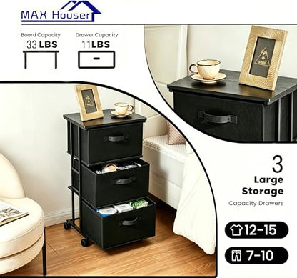 MAX Houser Dresser Storage with 3 Drawers, Fabric Dresser Tower, Vertical Storage Unit for Bedroom, Closet, Office, Black - color: Black5