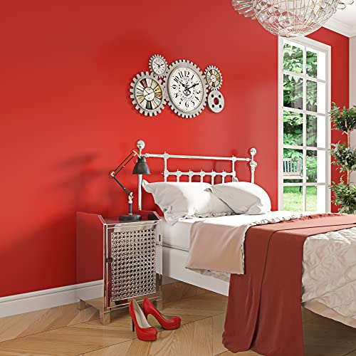 Livelynine 24 X 394 Wide Red Peel and Stick Wallpaper Removable Kitchen Cabinet Contact Paper Waterproof Renter Friendly Counter Top Covers Matte Red Vinyl Wrap for Cabinets Bathroom Living Room Wall - color: Solid Red, size: 24" x 394"