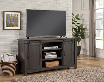 Martin Svensson Home Rustic 65" Wood Entertainment Center, Gray | Solid Pine, TV Stand, Sliding Doors, Adjustable Shelves & Cable Management, for TVs up to 70" - color: Grey