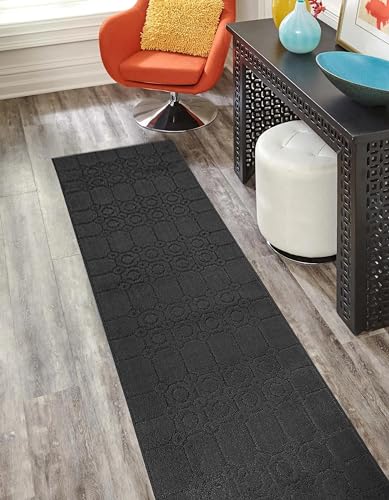 Custom Length Special Size Non-Slip Carpet Runner Rug for Long Narrow Hallways, Prevent Slippery Cold Floors, Art Anthracite Grey, 25 '' x 4 ' Doormat Size - color: Art / Anthracite Grey, size: 2'1" x 4' (Rectangular)
