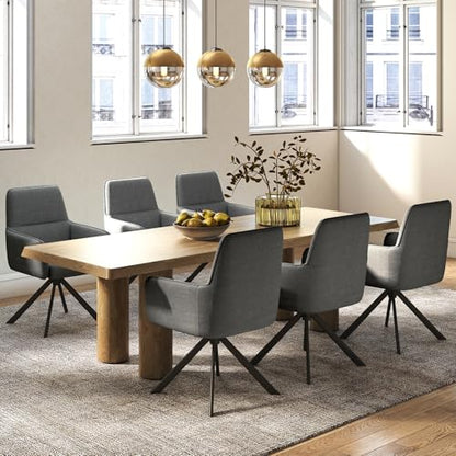 Swivel Dining Chairs Set of 2, Upholstered Dining Room Chairs with Thicken Cushion, 360°Swivel Dining Chairs with Armrests Modern Kitchen Chairs for Lounge, Chenille, Darkgrey - color: Darkgrey, size: Set of 2