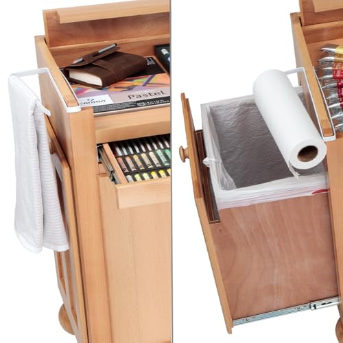 Creative Mark Todd Reifers Signature Artist Workstation - Crafting Table with Storage Cabinet, 38x32x18 Inches - Large Art Desk with Storage for Adults, Finished Beech Wood