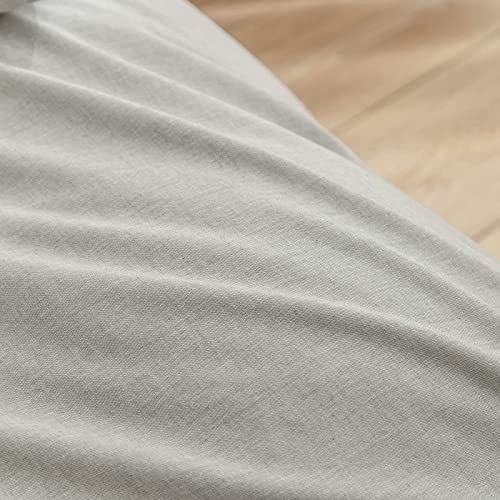 BESTOUCH Cotton Solid Duvet Cover Set Linen Feel Light Grey King | 100% Washed Cotton, Soft Wrinkle Texture, Hidden Zipper, 8 Ties, Breathable Lightweight Durable Comfy, 3 Pcs No Insert - color: Light Grey (No Comforter), size: King (104" X 90")