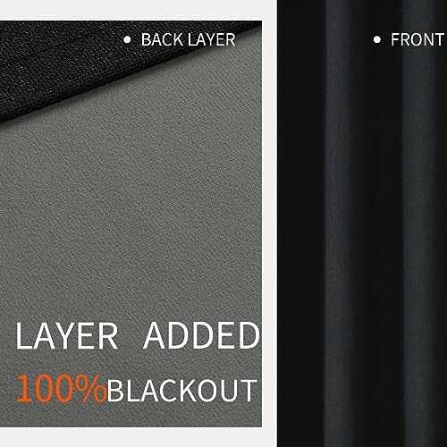 Joydeco Blackout Curtains 120 Inches Long 2 Panels Burg, Room Darkening Curtains for Bedroom, 100% Black Out Textured Thermal Drapes Privacy Protection 2 Panels Set(W52 x L120 Inch, Black) - color: Black, size: 52"W x 120"L (Pack of 2)