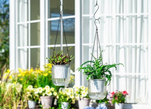 Josteve 4.5 Inch 2 Pcs Self Watering Hanging Planter Indoor Plant Pots Drainage Holes, Outdoor Small Hanging Planters Flower Pot Basket, Visible Water Level, Plant Hanger Home Decor, Gardening - color: White, size: 2*4.5 inch